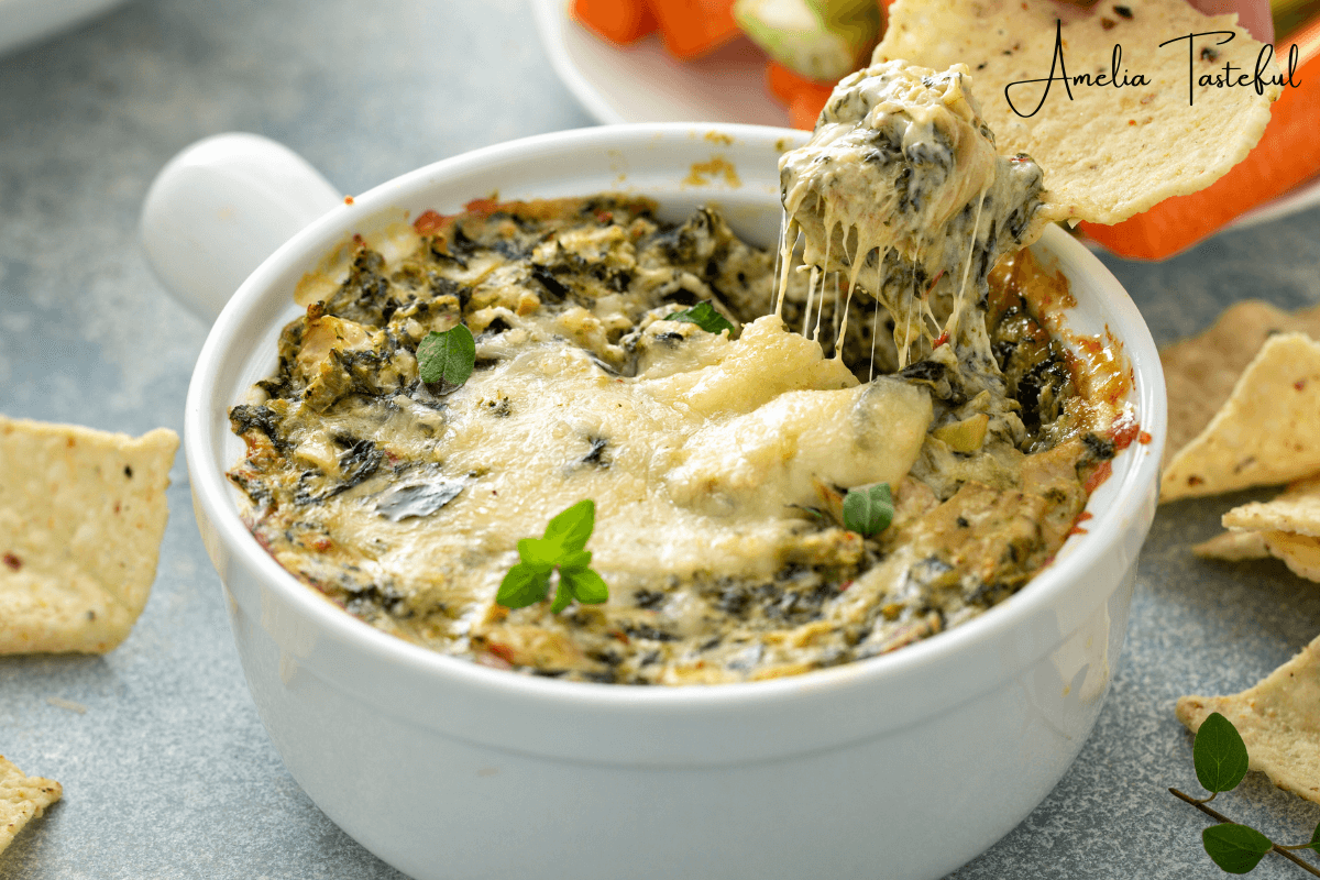 A bowl of nutritious Knorr Spinach Dip made with Greek yogurt.