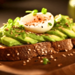 Healthy Avocado and Egg Toast on Whole Grain Bread