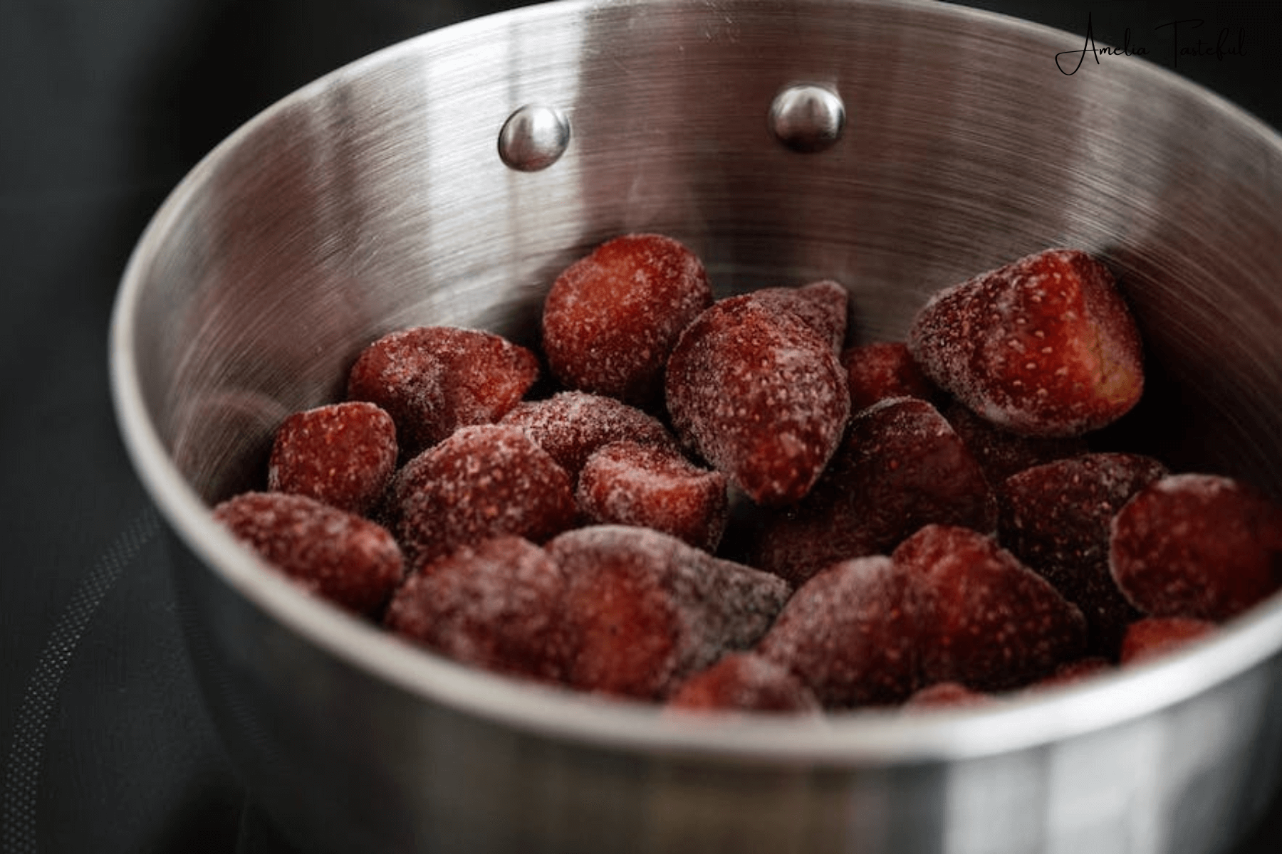 Thawed Strawberries Ready for Cooking