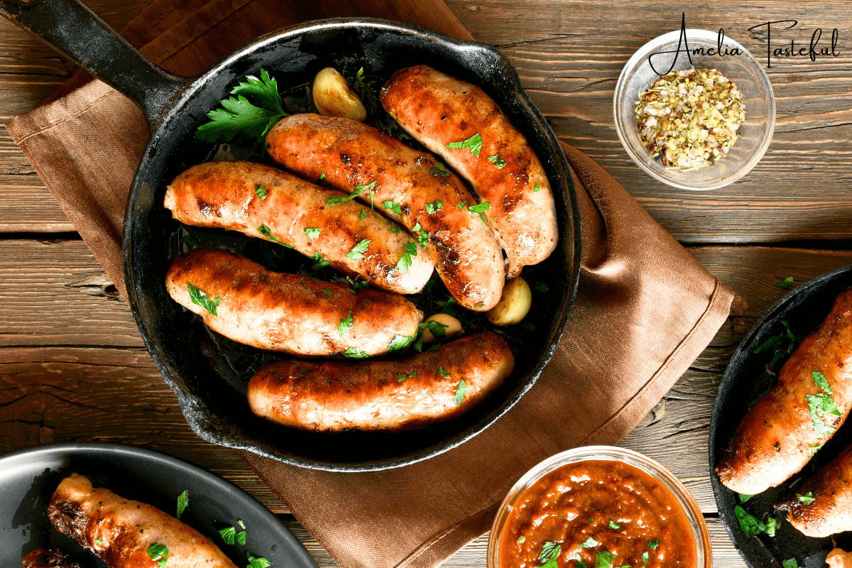 Breakfast and Italian Sausages on Display