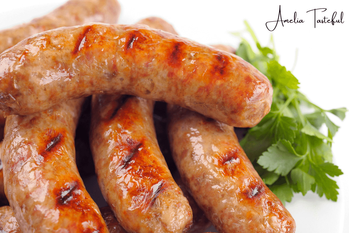 Italian sausage on a cutting board