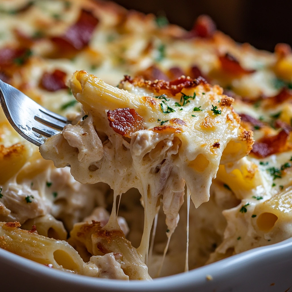 Creamy Chicken Bacon Penne Bake with Garlic Parmesan Crust (4) 3