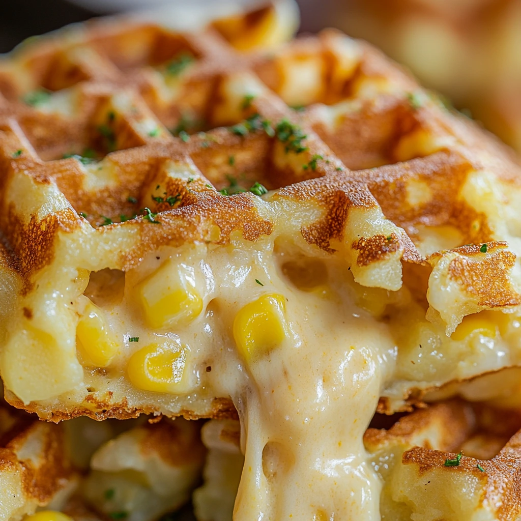 Crispy Cheddar Corn Potato Waffles 3