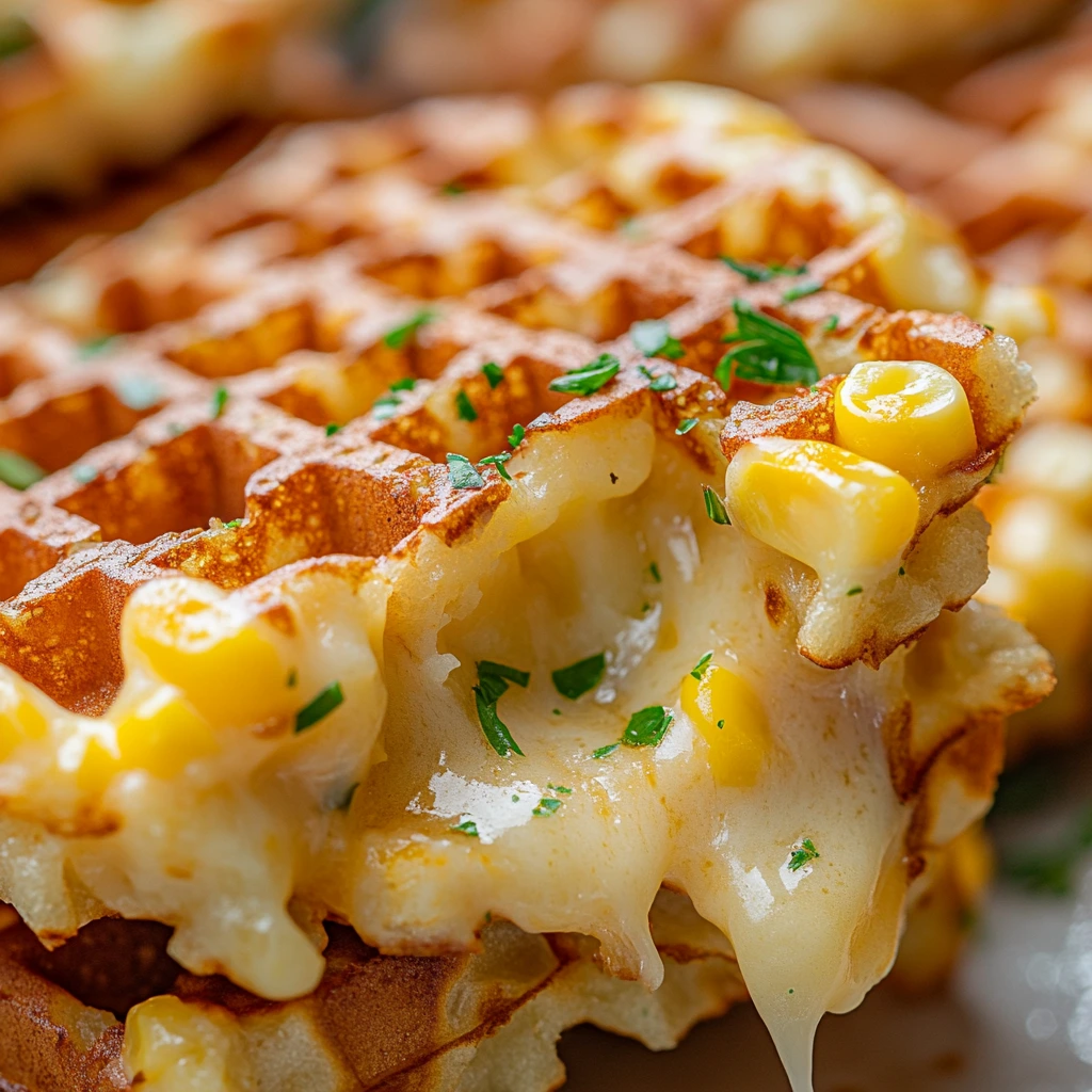 Crispy Cheddar Corn Potato Waffles 2