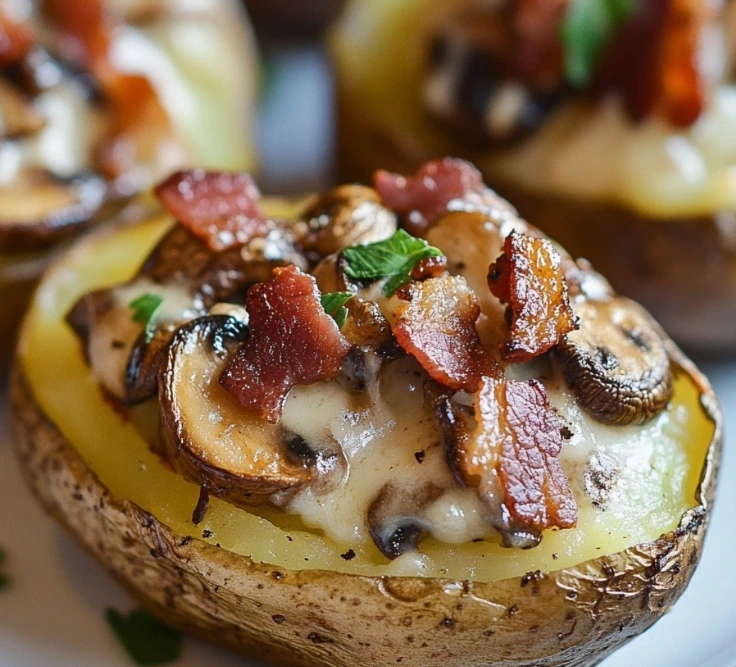 Garlic Butter Bacon & Mushroom Stuffed Potatoes 1