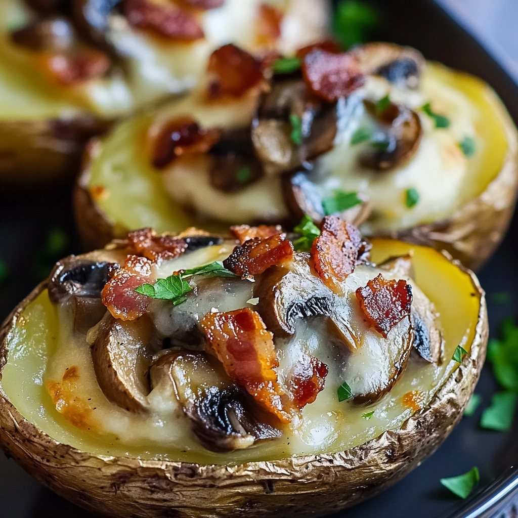 Garlic Butter Bacon & Mushroom Stuffed Potatoes 2