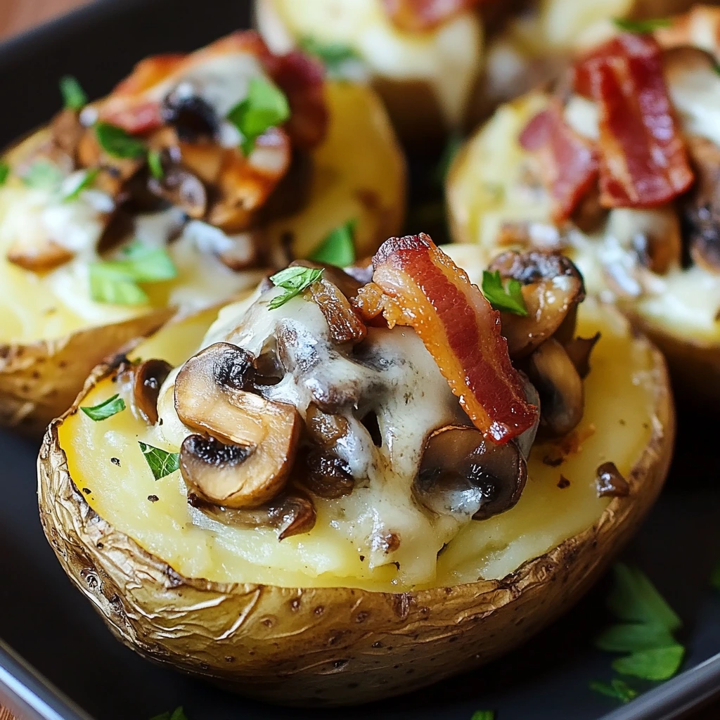 Garlic Butter Bacon & Mushroom Stuffed Potatoes (2) 4