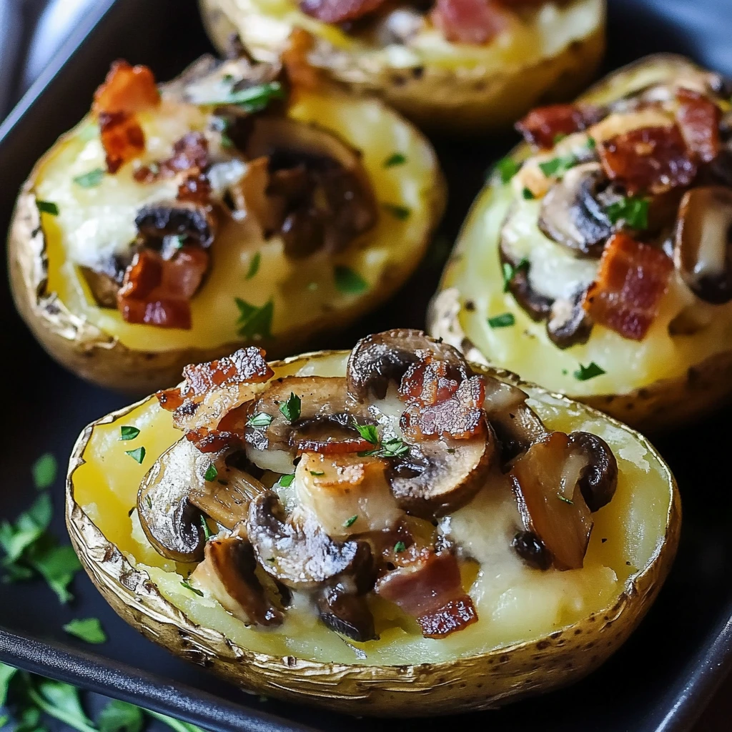 Garlic Butter Bacon & Mushroom Stuffed Potatoes (2) 3