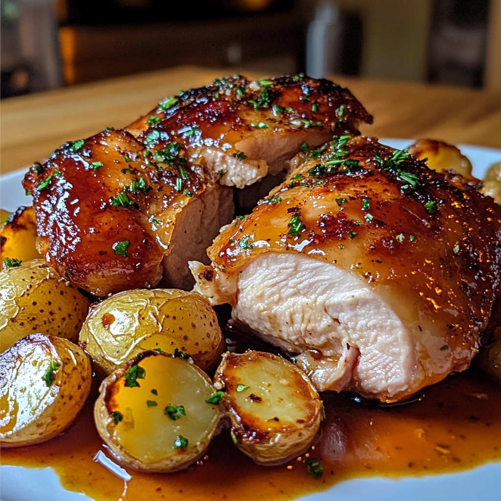 Garlic Butter Chicken Thighs with Roasted Baby Potatoes 4