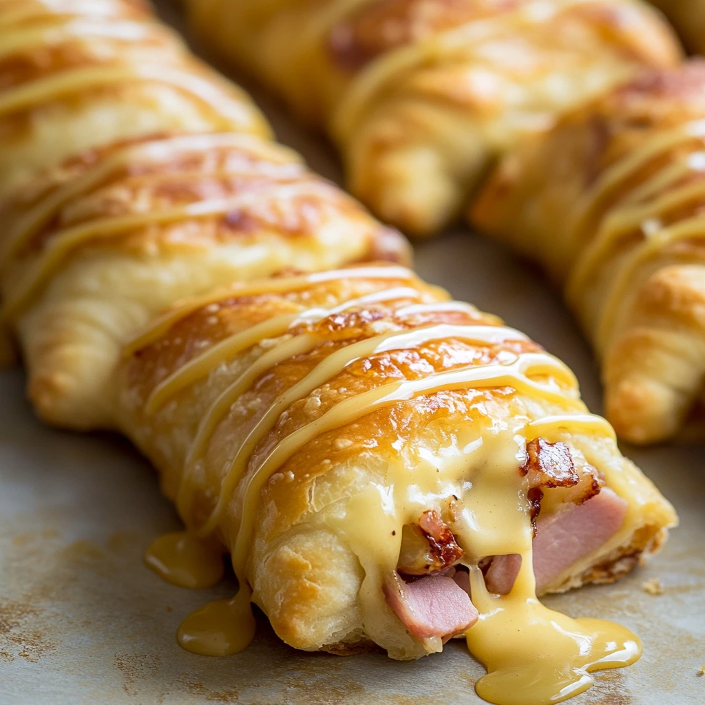 Gouda & Ham Crescent Roll-Ups with Honey Mustard Drizzle 1