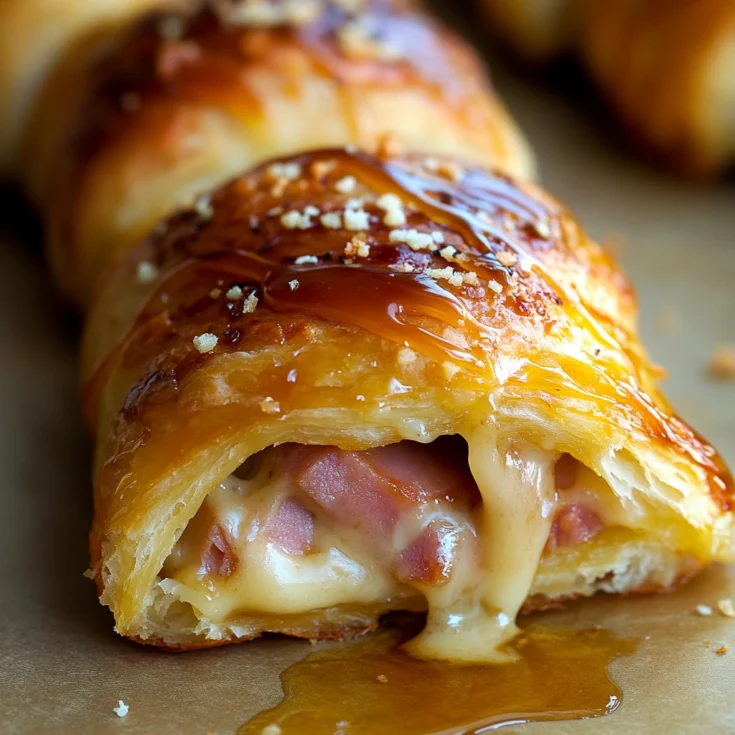 For a spicy twist, add a pinch of cayenne pepper to the honey mustard drizzle. Gouda & Ham Crescent Roll-Ups with Honey Mustard Drizzle 4