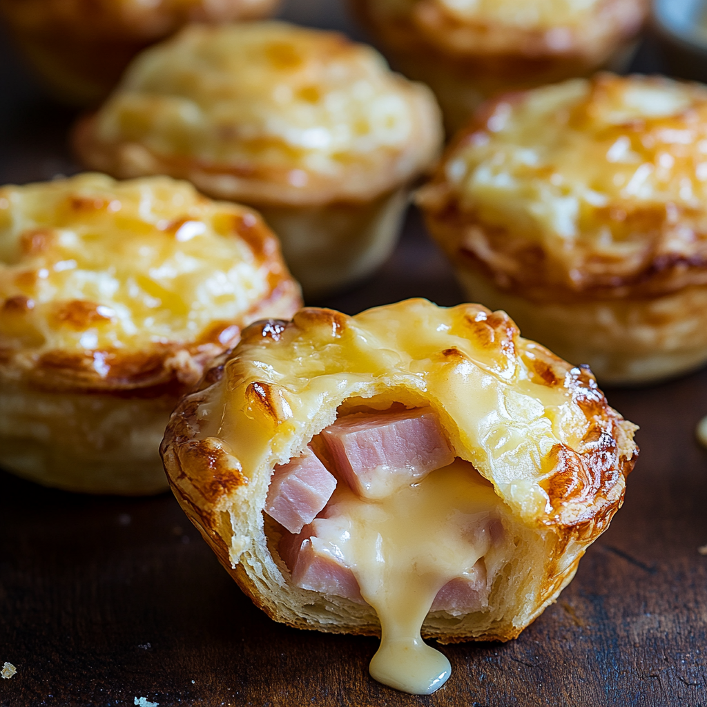 Ham & Gouda Puff Pastry Muffins with Dijon Glaze 3