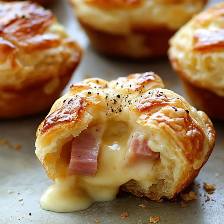 Ham & Gouda Puff Pastry Muffins with Dijon Glaze