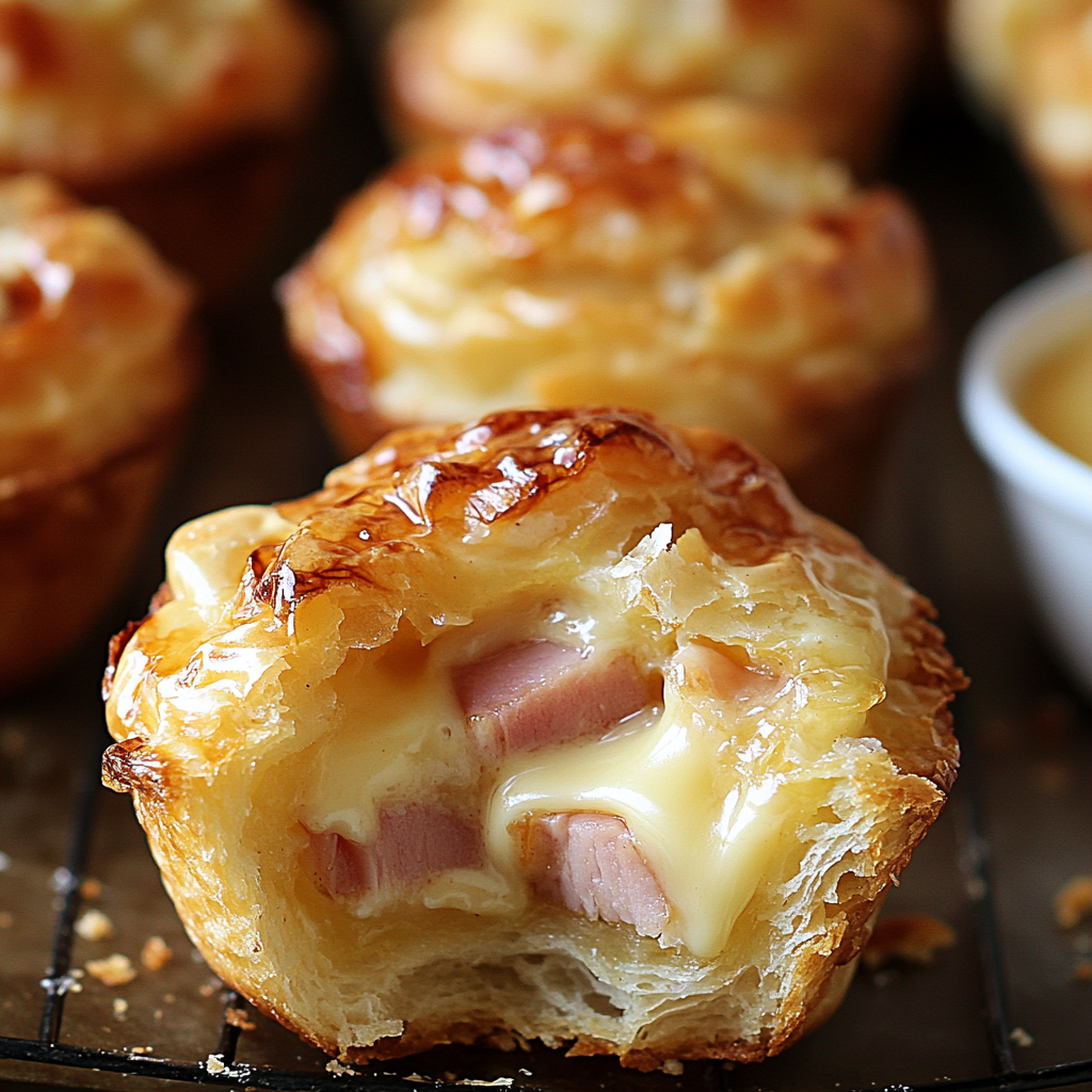 Ham & Gouda Puff Pastry Muffins with Dijon Glaze 2