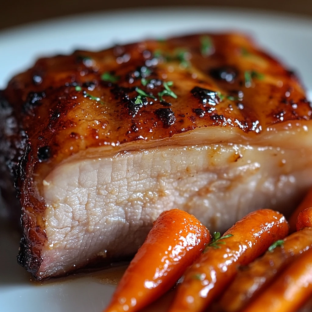 Honey Mustard Glazed Pork Belly with Roasted Carrots 3
