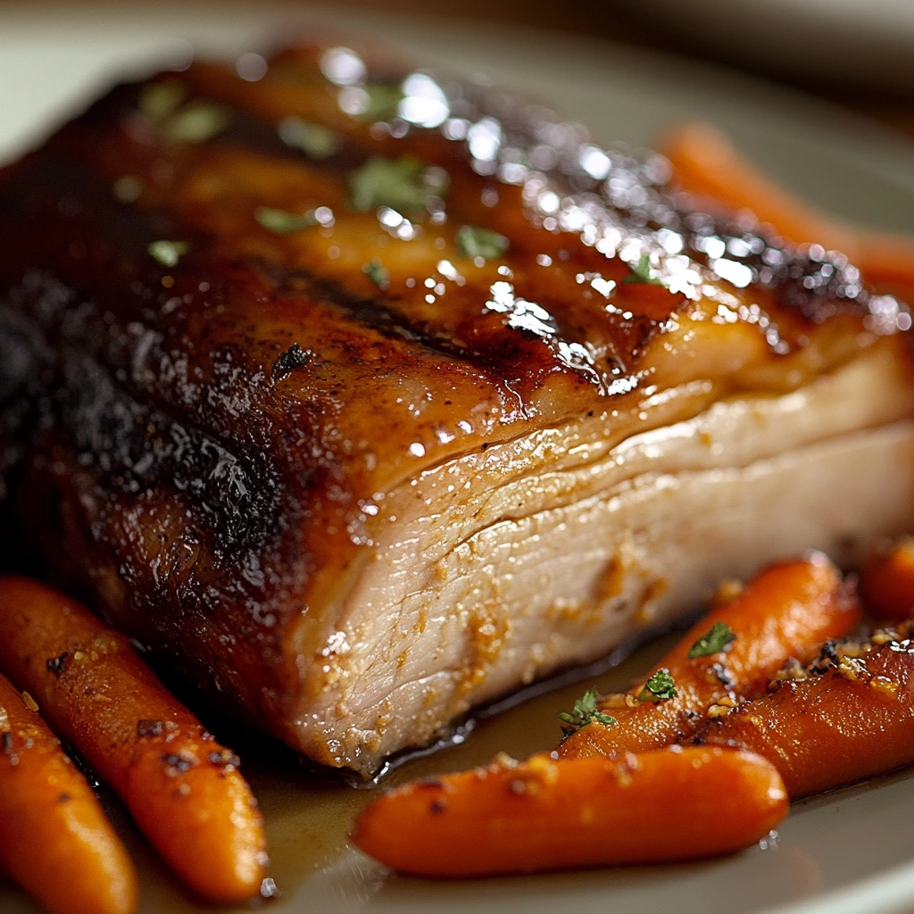 Honey Mustard Glazed Pork Belly with Roasted Carrots 4
