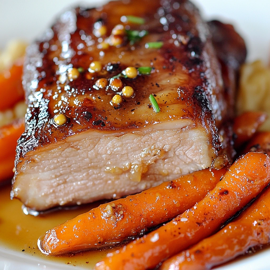 Honey Mustard Glazed Pork Belly with Roasted Carrots 2