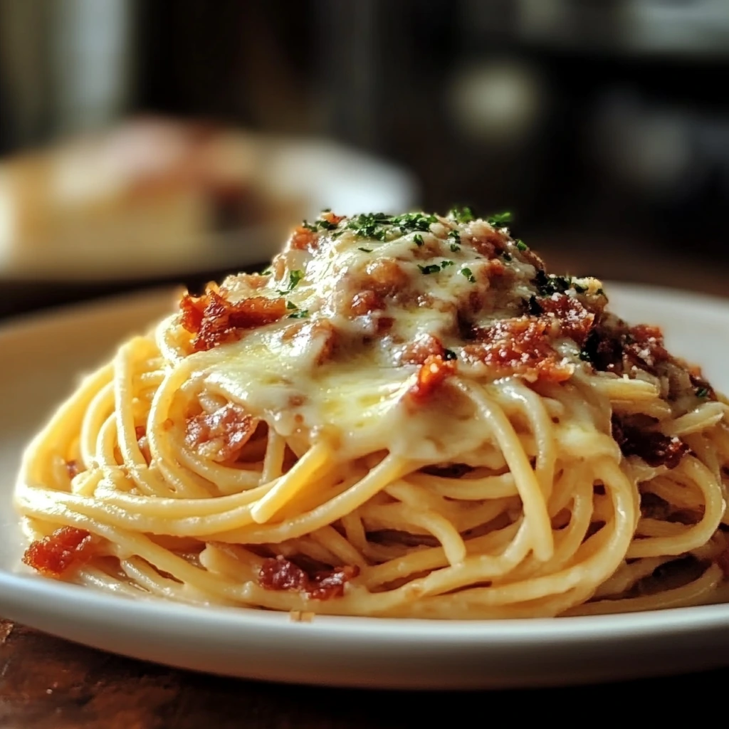 Creamy Garlic Butter Spaghetti with Bacon 4