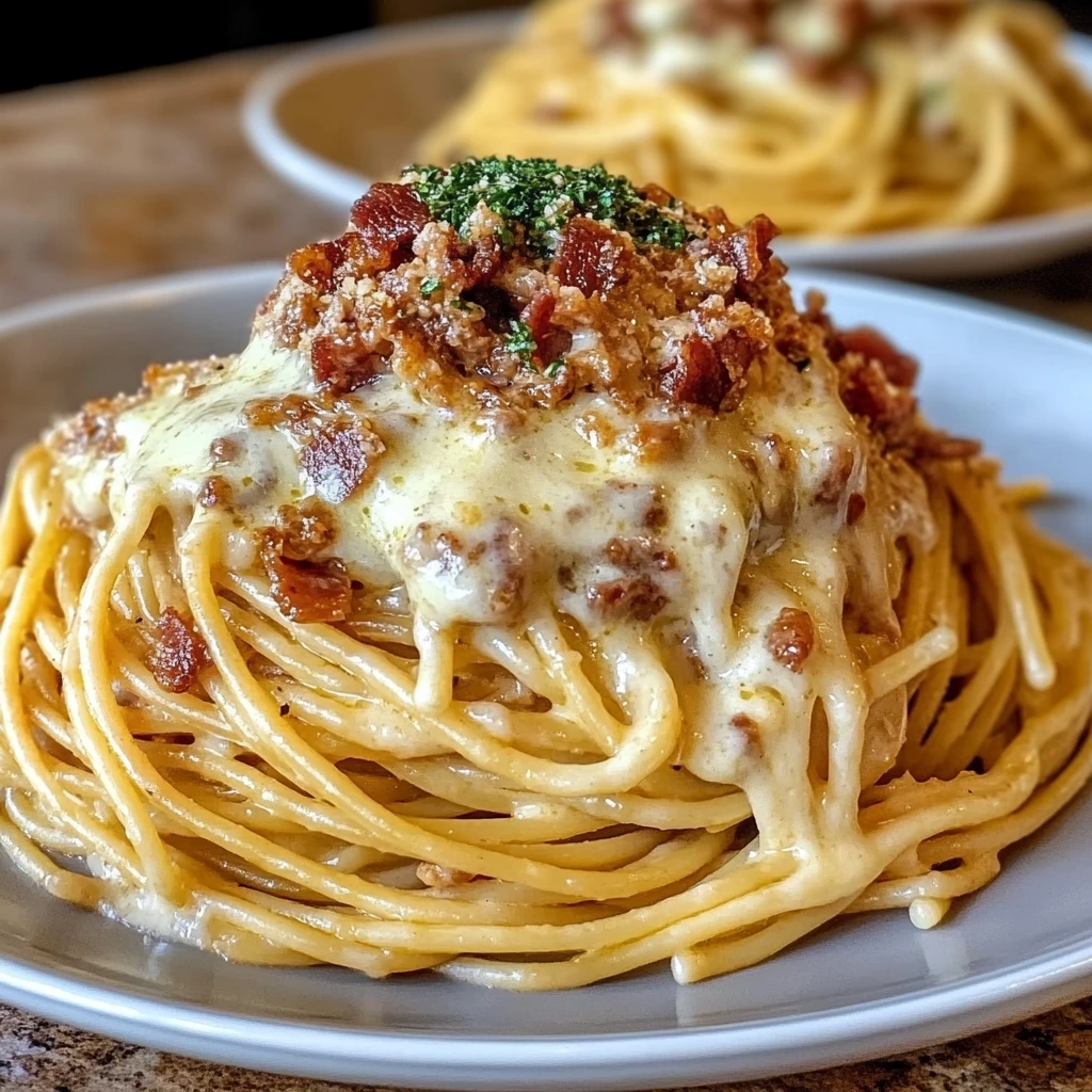 Creamy Garlic Butter Spaghetti with Bacon 3