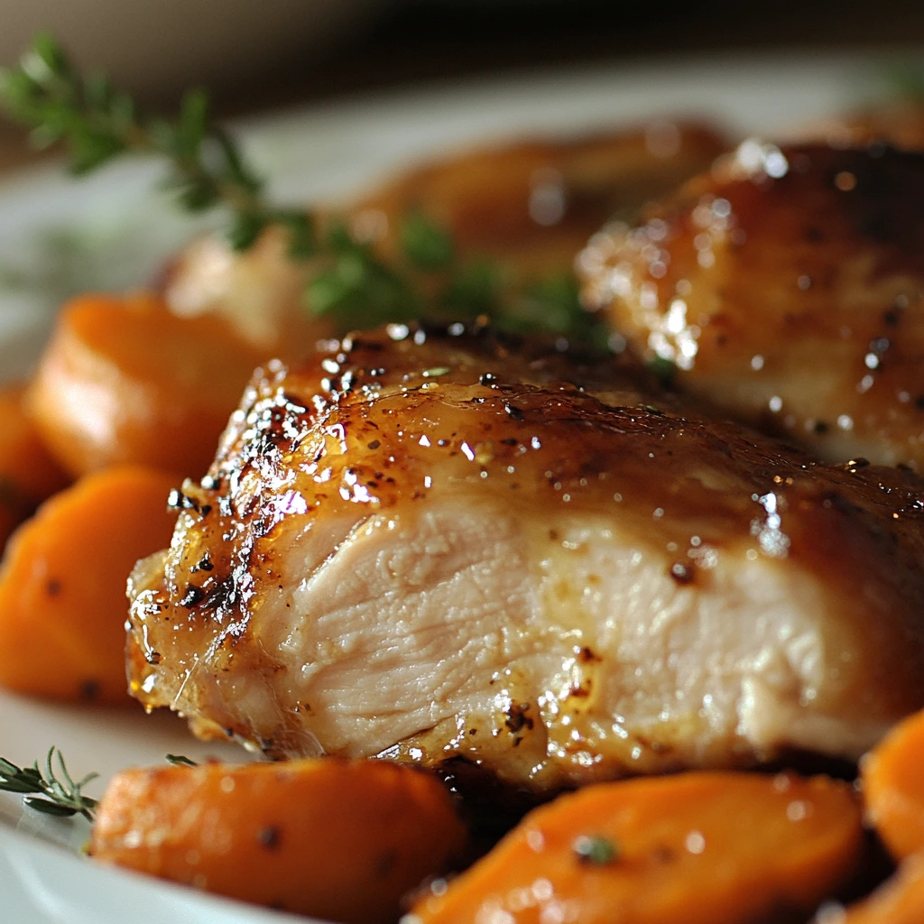 Crispy Brown Sugar Mustard Chicken Thighs with Roasted Carrots 4