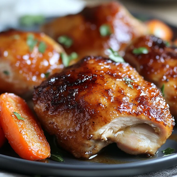 Crispy Brown Sugar Mustard Chicken Thighs with Roasted Carrots 1
