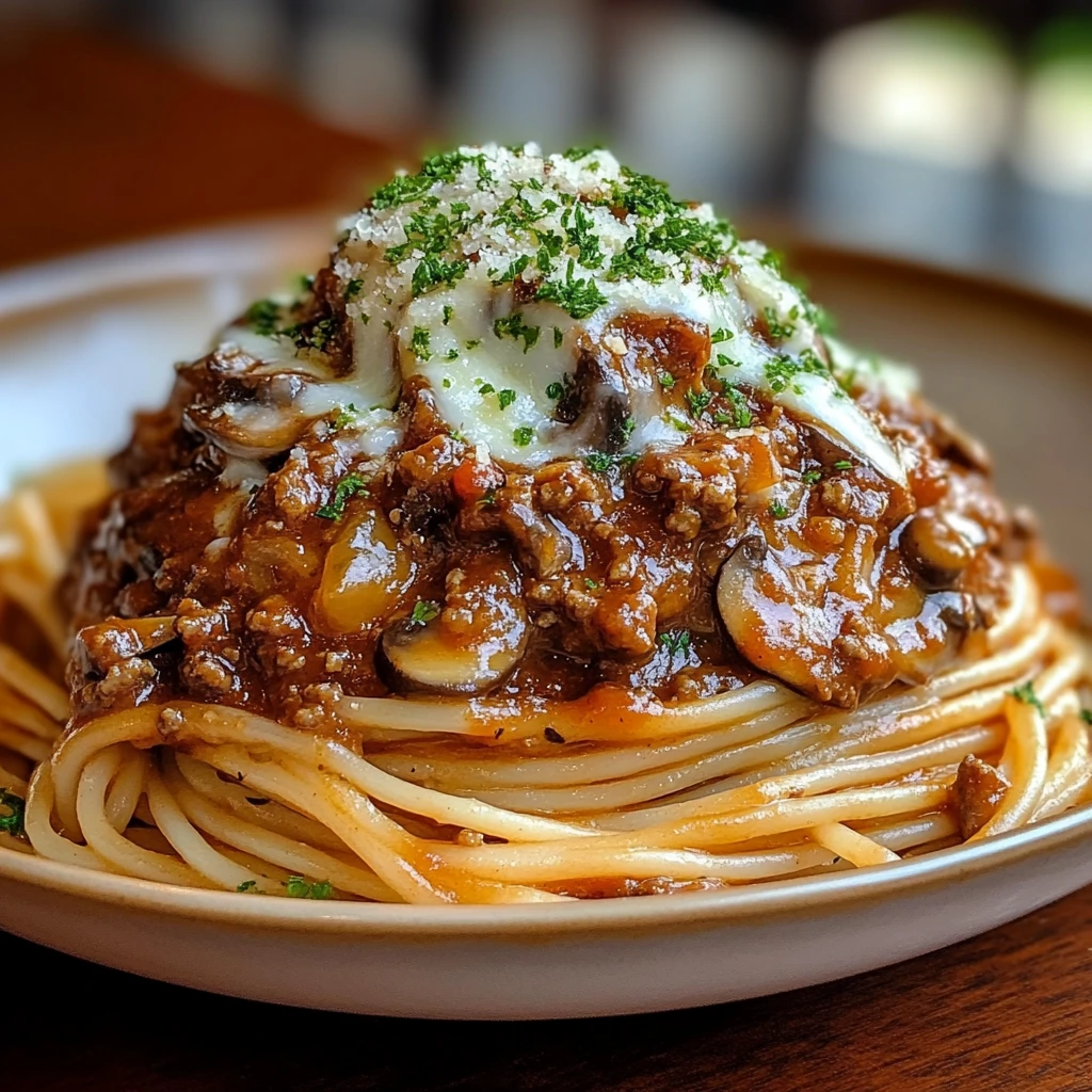 Rich & Hearty Mushroom Bolognese Over Garlic Butter Noodles 4