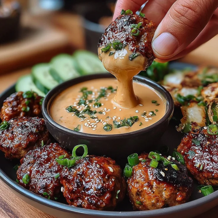 Korean BBQ Meatballs with Spicy Mayo Dip 1