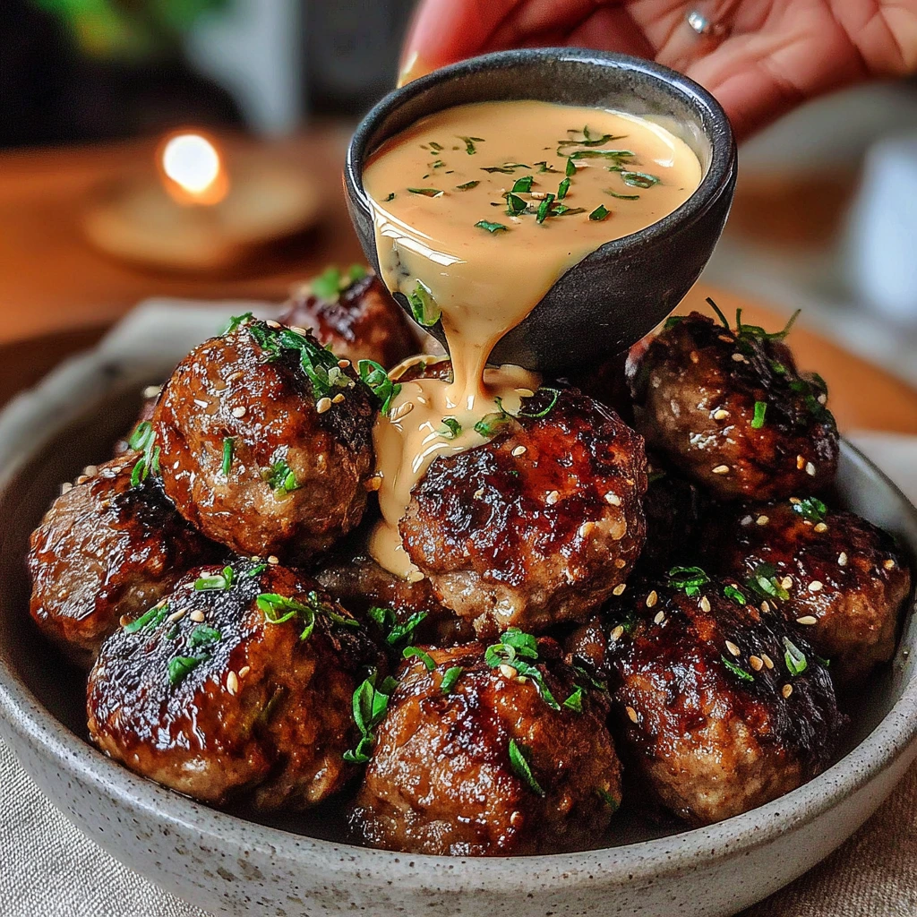 Korean BBQ Meatballs with Spicy Mayo Dip 2