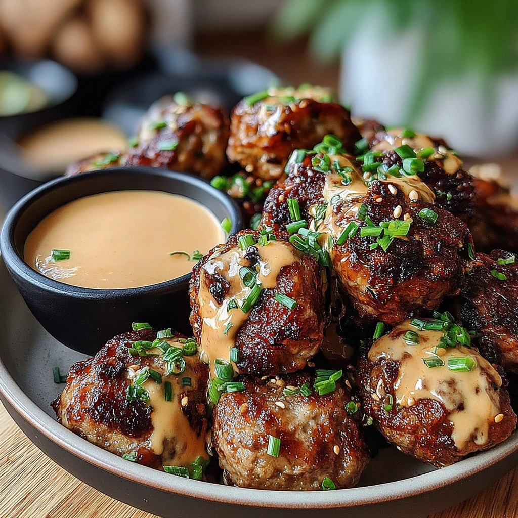 Korean BBQ Meatballs with Spicy Mayo Dip 3