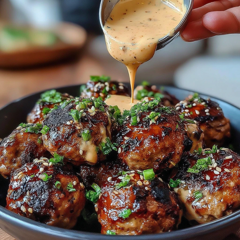 Korean BBQ Meatballs with Spicy Mayo Dip 4