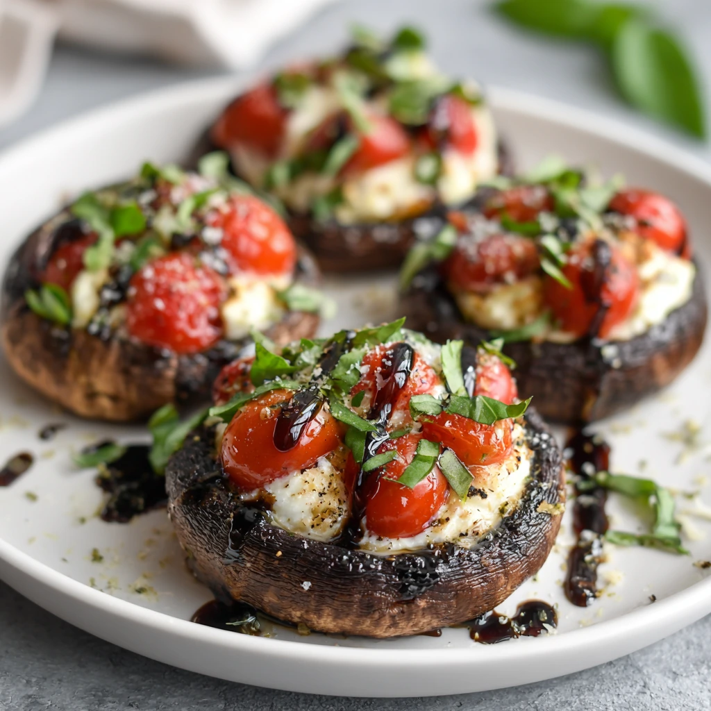 Caprese-Stuffed Portobello Mushrooms with Fresh Mozzarella and Basil 3