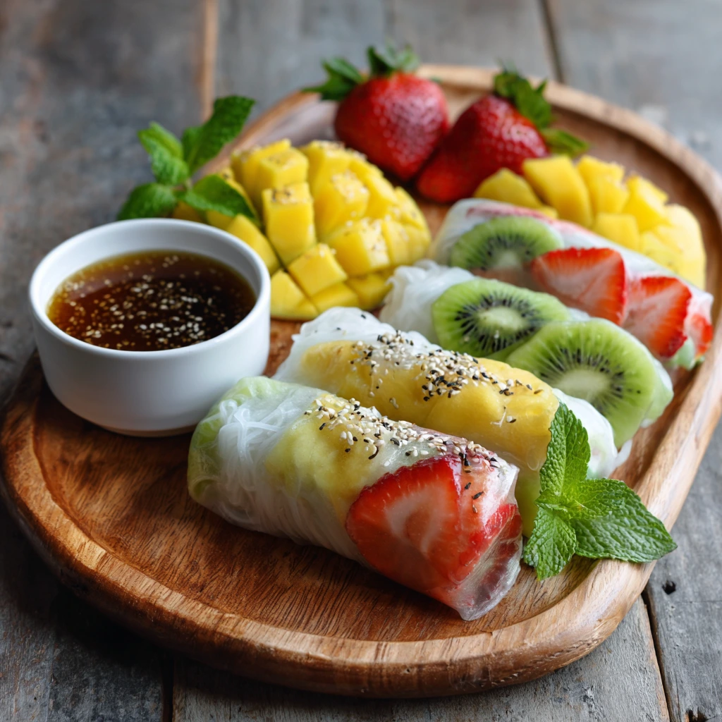 Colorful Tropical Spring Rolls with Creamy Honey-Peanut Dipping Sauce 2