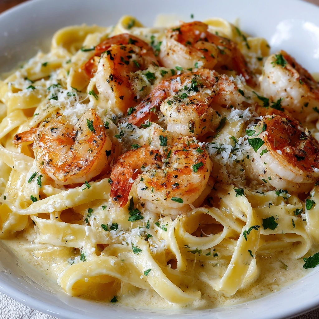Swap heavy cream for milk + cornstarch for a lighter sauce. Use gluten-free pasta to suit dietary needs. Add veggies like spinach or sun-dried tomatoes for extra flavor. Avoid overcooking shrimp to keep them tender. 2