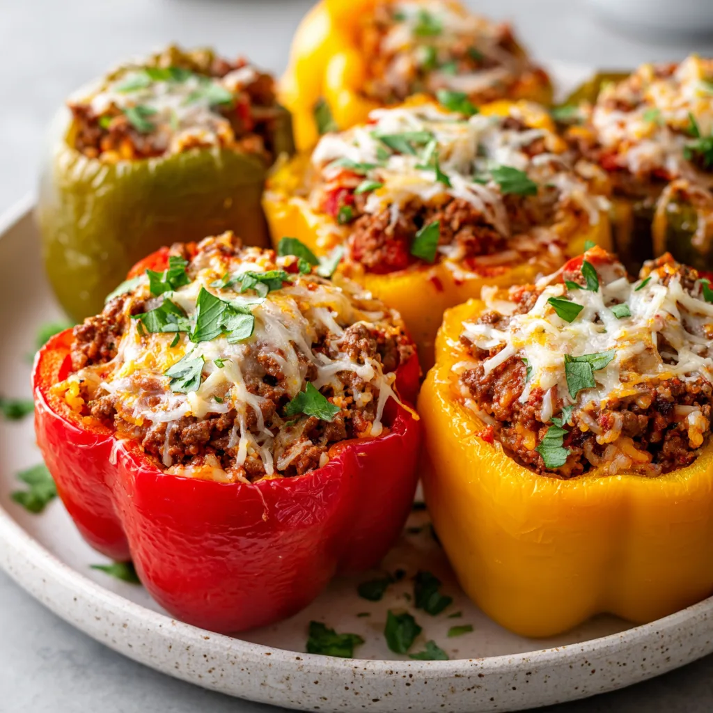 Healthy Crockpot Ground Beef Stuffed Peppers – Easy, Nutritious & Flavorful 4