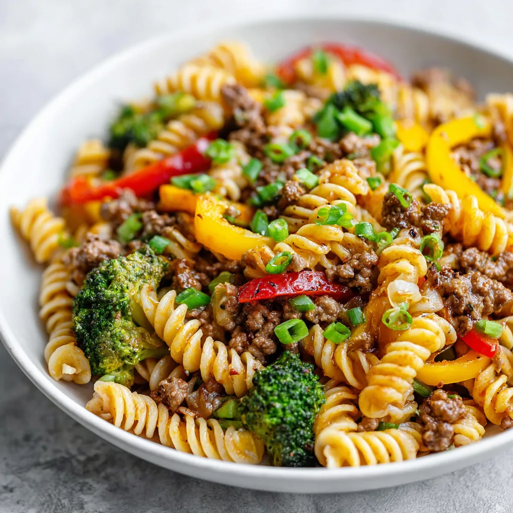 High Protein Stir Fry Ground Beef Pasta – Quick & Nutritious Dinner 3