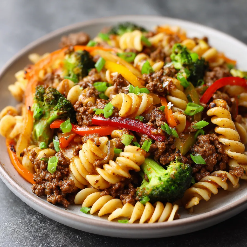 High Protein Stir Fry Ground Beef Pasta – Quick & Nutritious Dinner 4