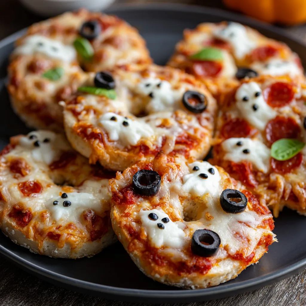 Ghost Pizza Bagels – Easy & Fun Halloween Snack 3