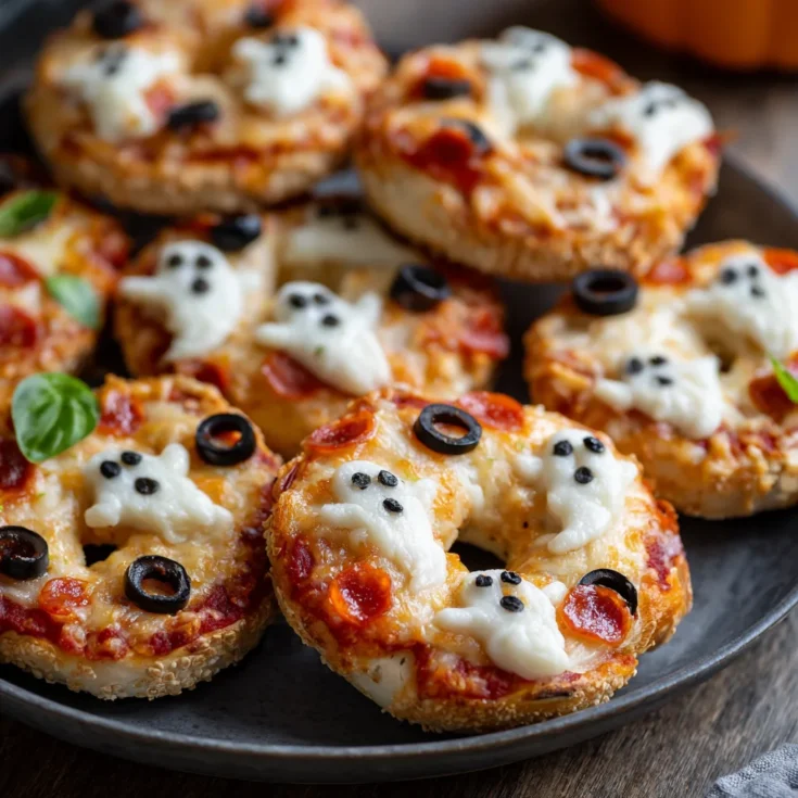 Ghost Pizza Bagels – Easy & Fun Halloween Snack 1