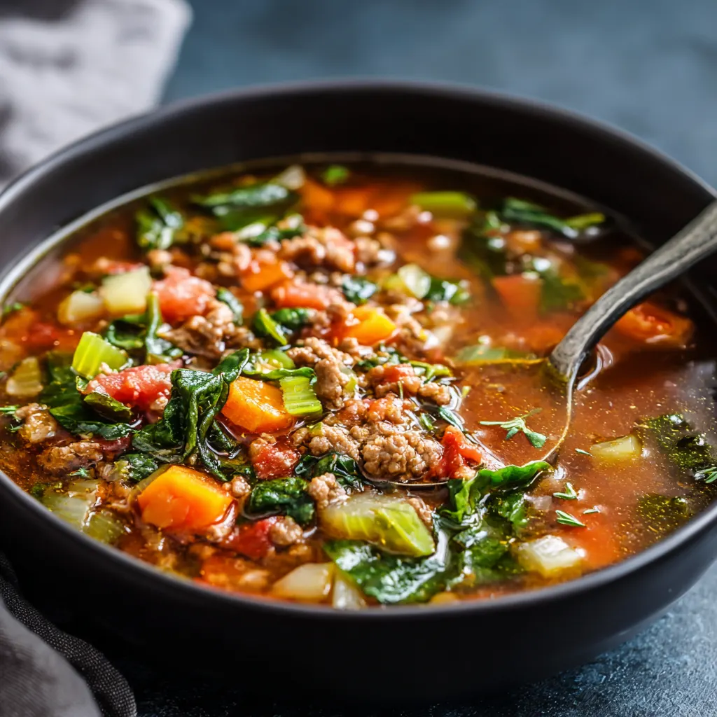 Healthy Slow Cooked Ground Beef Soup – Nutritious and Hearty Crockpot Meal 2