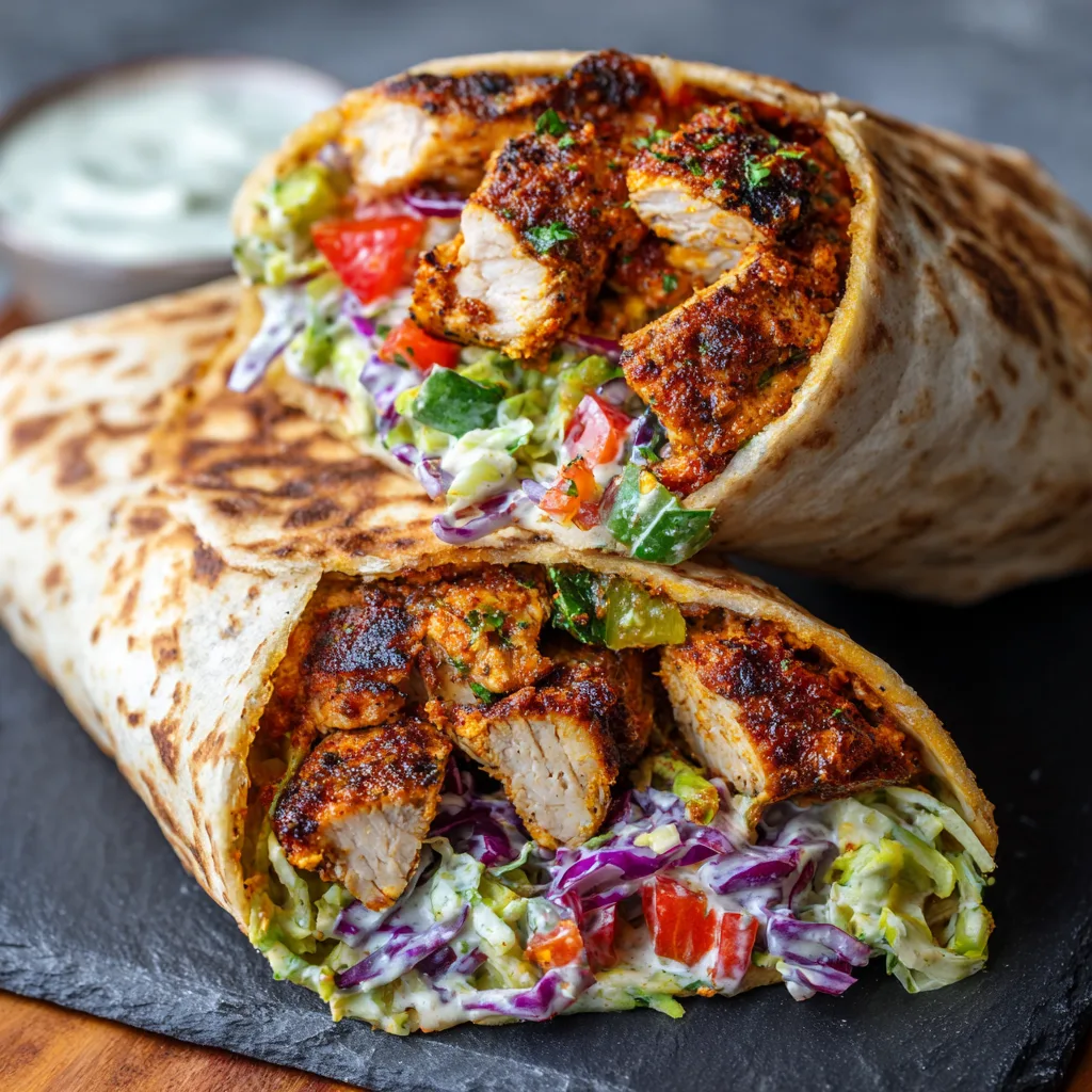 Homemade Chicken Shawarma Wraps with Creamy Tahini & Fresh Veggies 3