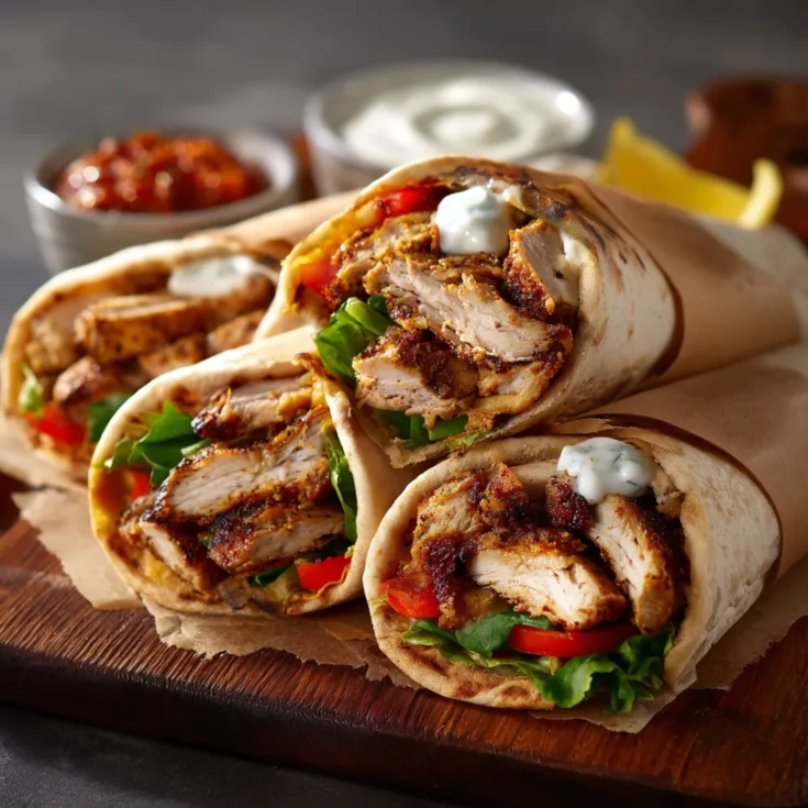 Homemade Chicken Shawarma Wraps with Creamy Tahini & Fresh Veggies 1