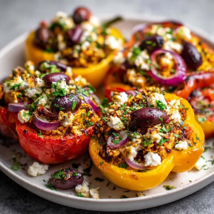 Low Carb Mediterranean Tofu Stuffed Peppers – Healthy, Plant-Based & Flavorful 1