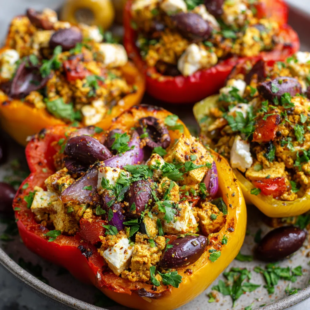 Low Carb Mediterranean Tofu Stuffed Peppers – Healthy, Plant-Based & Flavorful 4