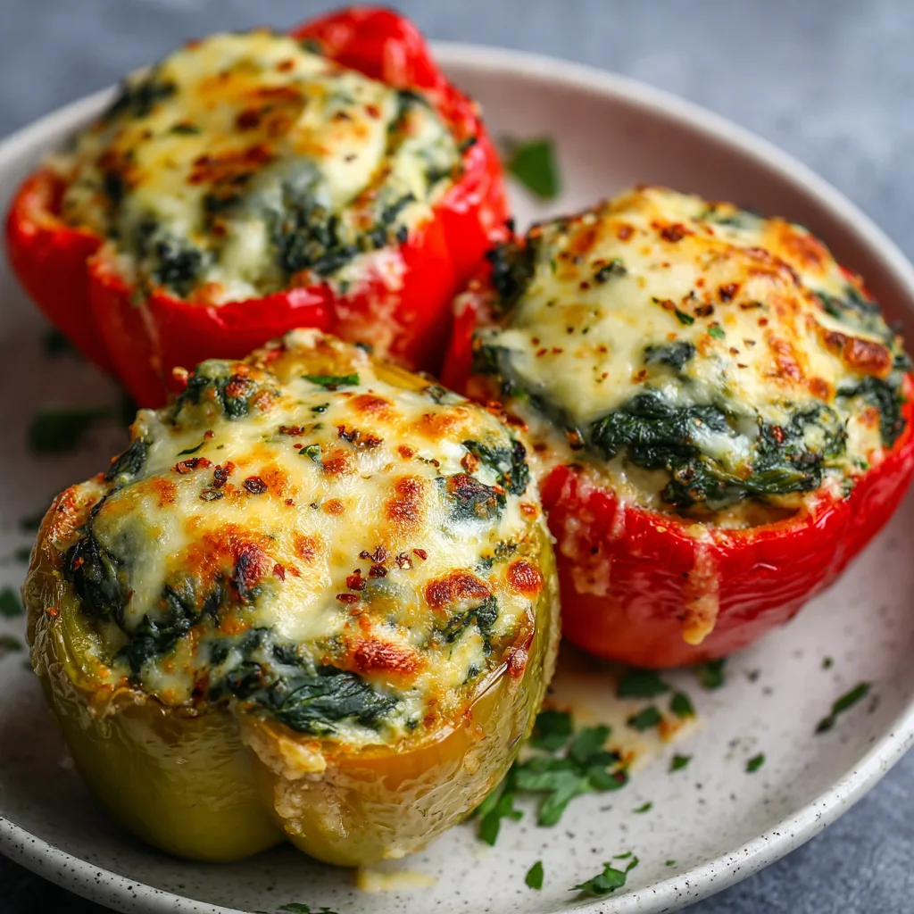 Low Carb Spinach Stuffed Peppers – Easy, Cheesy, and Perfect for Dinner 4