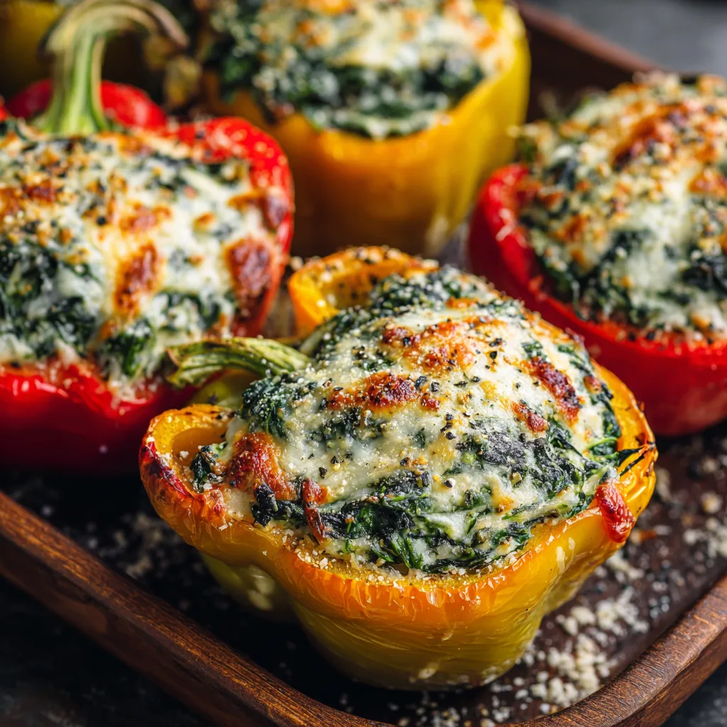 Low Carb Spinach Stuffed Peppers – Easy, Cheesy, and Perfect for Dinner 3