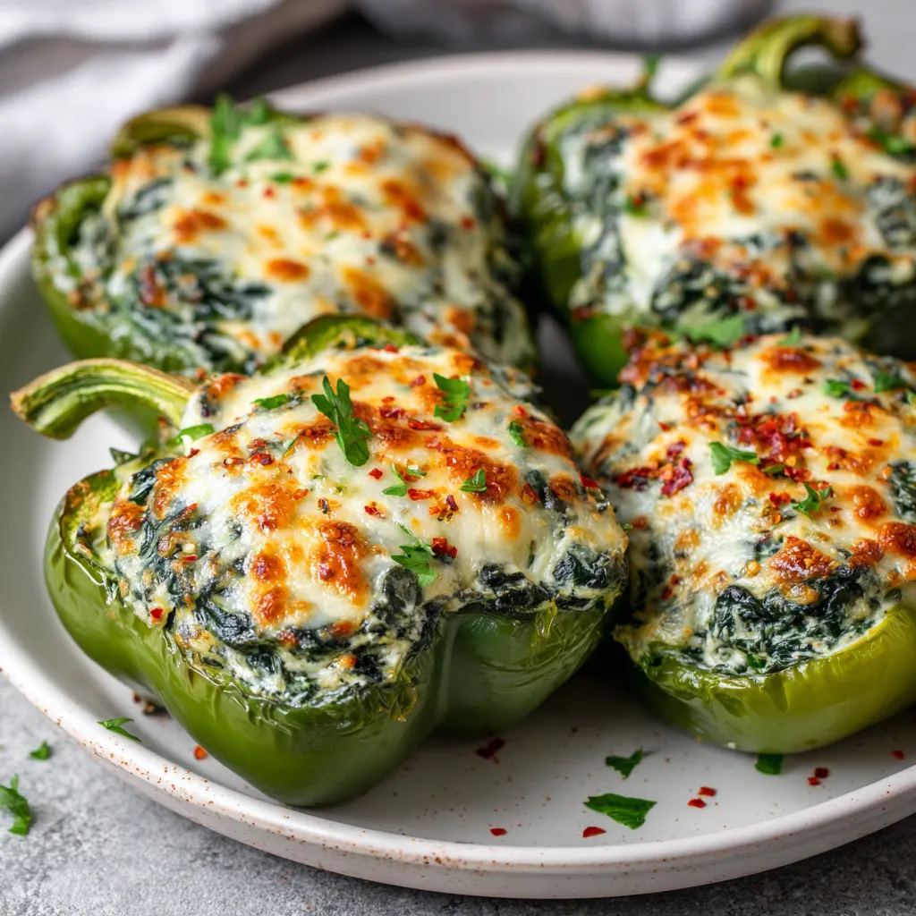 Low Carb Spinach Stuffed Peppers – Easy, Cheesy, and Perfect for Dinner 2