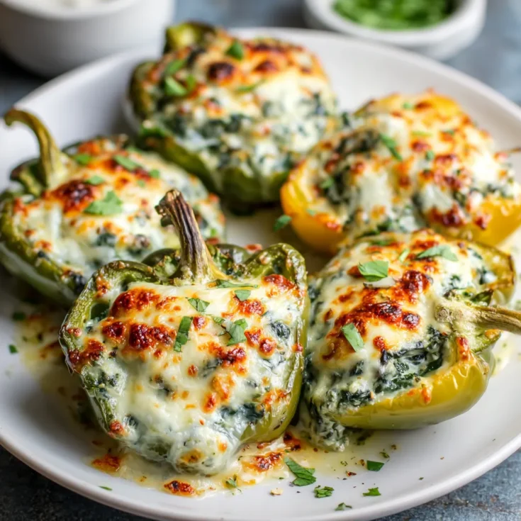 Low Carb Spinach Stuffed Peppers – Easy, Cheesy, and Perfect for Dinner 1