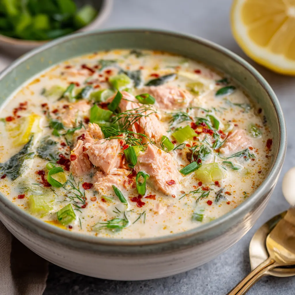 No Bake Creamy Salmon Soup – Easy, Hearty, and Stove-Free Comfort Meal 4