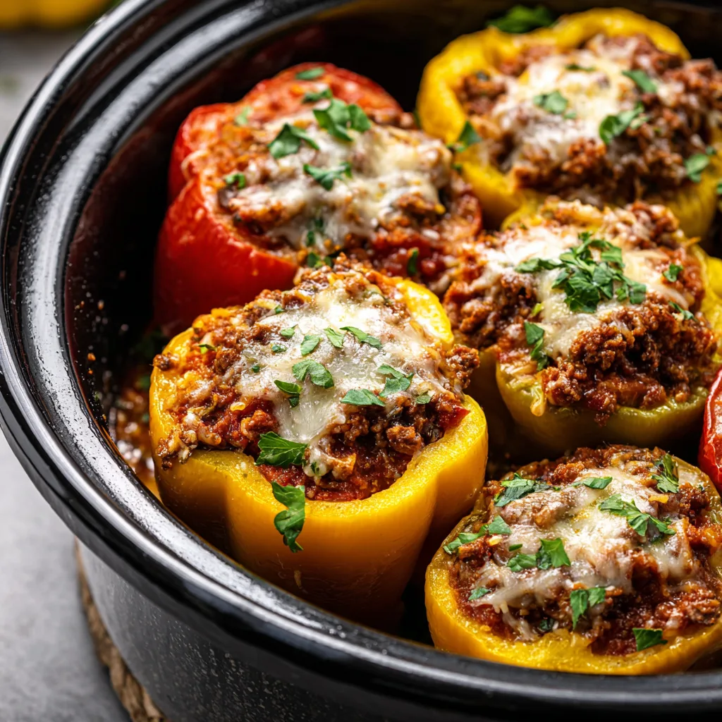 Quick Slow Cooked Ground Beef Stuffed Peppers – Easy and Flavorful Dinner 2