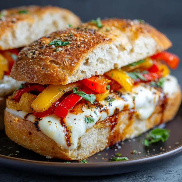 Savory Roasted Pepper & Fresh Mozzarella Sandwich 1
